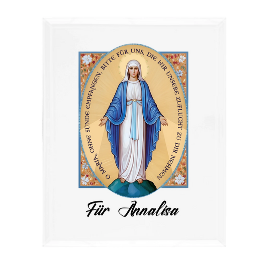 Personalisierter Glasaufsteller - O Maria, bitte für uns